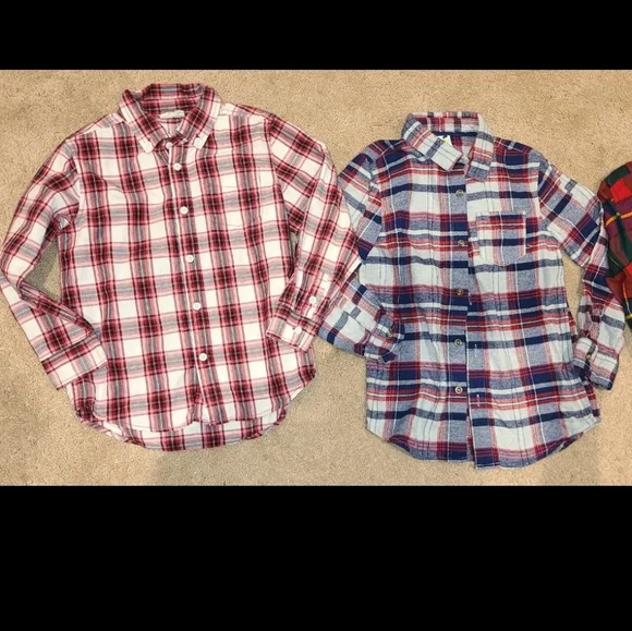 Gymboree Boys Plaid Button Up Shirts Size 5-6 Bundle Lot Of 7 Tops Crazy 8 EUC